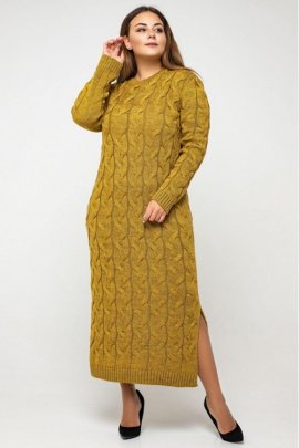 Длинное вязаное платье батал